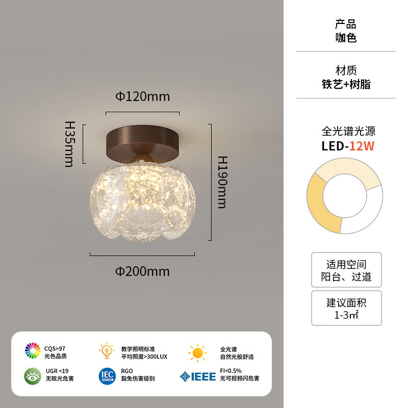Medieval style resin flower ceiling light corridor aisle light French retro balcony entrance entrance lighting high sense