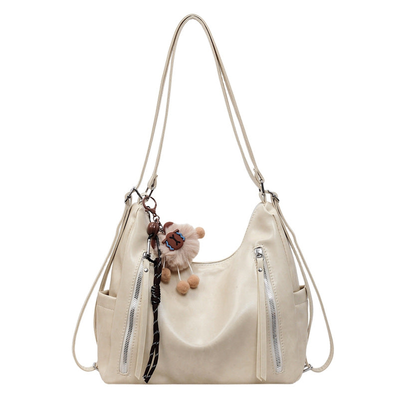 2025 new autumn/winter korean style minimalist commuter tote bag - oil wax leather, large capacity, shoulder bag, crossbody bag, premium backpack