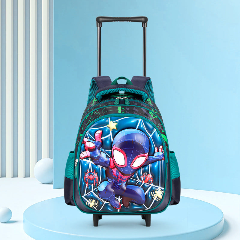 2026 new 3d dinosaur kindergarten trolley backpack - large capacity, lightweight, and easy-push cart backpack