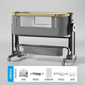 Aluminum alloy baby crib convertible to big bed, multifunctional portable folding children's bed, newborn baby bed with changing table