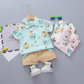 Boys' summer short-sleeve set: stylish kids' summer outfit, casual short-sleeve and shorts two-piece set, korean style baby clothes, trendy