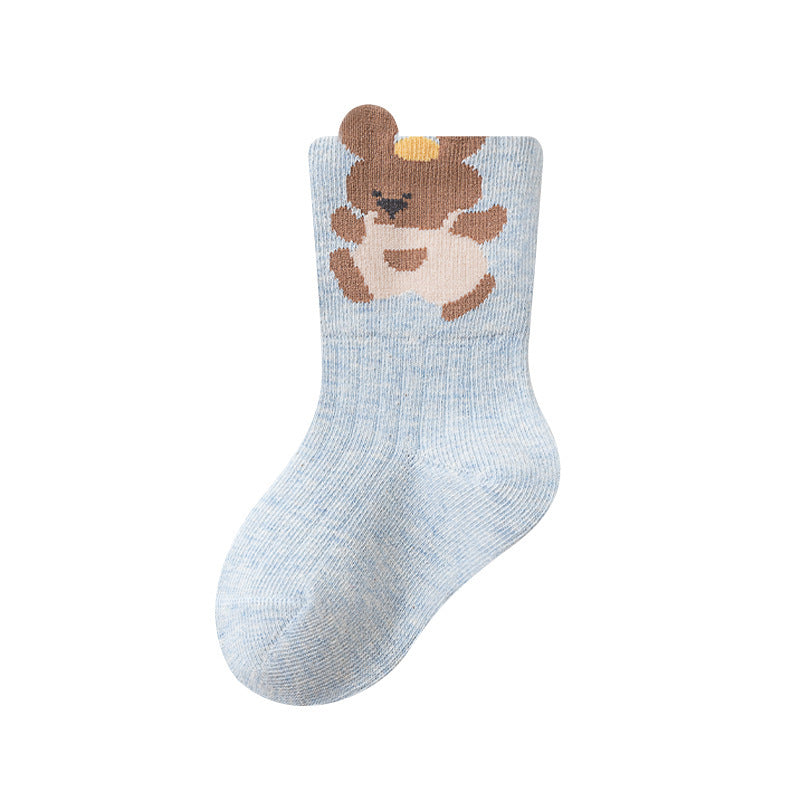 Babylon children's mid-calf socks: combed cotton, breathable, cartoon design, seamless comfort, non-binding, class a socks
