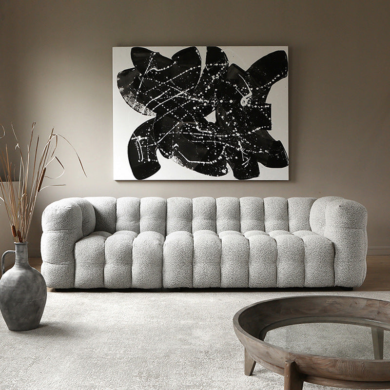 Japanese style cashmere sofa italian style living room three person straight row fabric wabi-sabi style marshmallow module cream style sofa