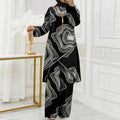 cross-border new arrival: women's two-piece loungewear set - relaxed fit with linear print design