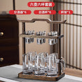 High-end acacia wood white wine glass set - home use, light luxury crystal glass shot glasses, gold foil wine pourer, barware set