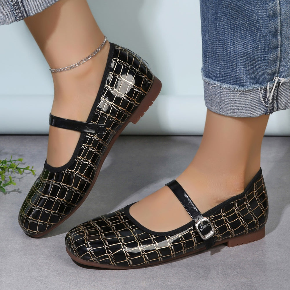 Exportplus size square toe mary jane leather shoes  spring & fall new arrivalflats one-word buckle women's shoes textureflatsflats
