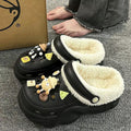 Clogs fleece-lined women's outwear winter 2023new arrivalthick soleincreased popularcasualheattechnon-slip cotton shoes for women