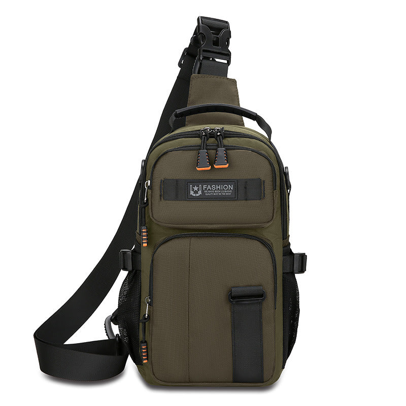 New Men's Casual Breast Bag Outdoor Sports Function Wind Personality Shoulder Crossbody Bag Large Capacity Portable Shoulder Bag