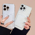 Card slot transparent case for apple 15 pro full coverage phone case iphone 11/12 minimalist anti-drop protective cover