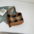 European and american retro plaid bag autumn and winter versatile new double-sided backpack solid color minimalist shoulder bag large capacity tote bag