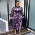 new arrival  african women's plus size cross-border trade three-quarter sleeve black feather lapel printed dress