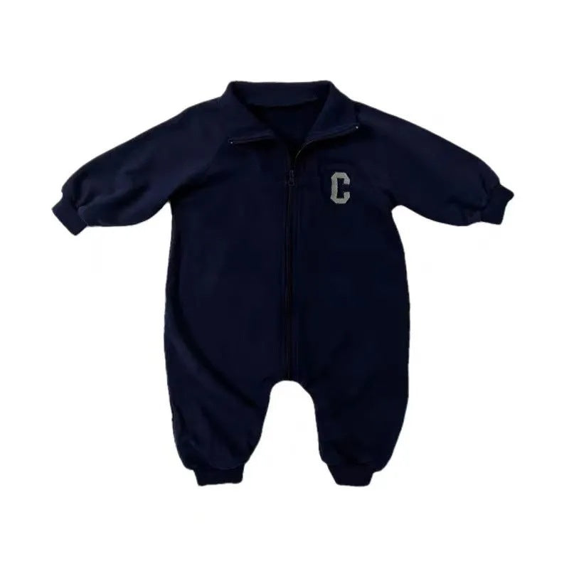 Baby outfit: korean style long-sleeve zip-up romper for boys and girls - trendy casual jumpsuit for outdoor adventures