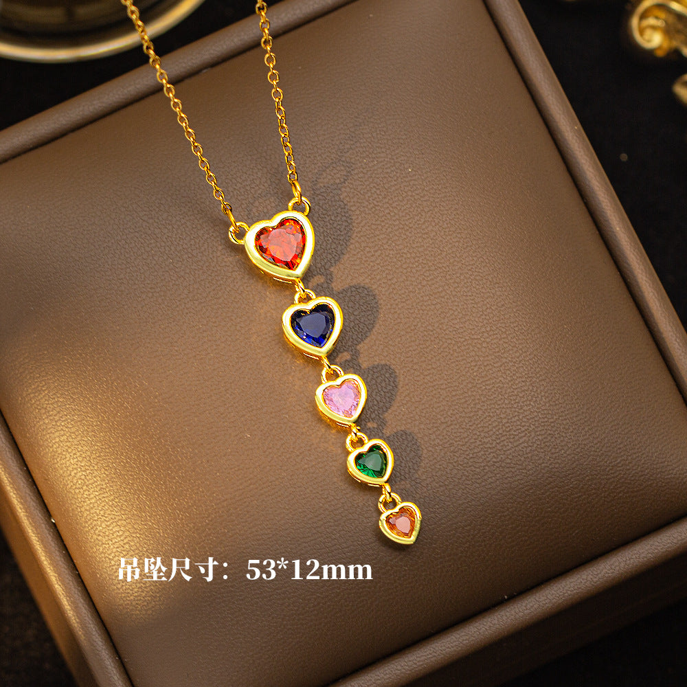 [set] cross-border fashion elegant light luxury full zirconium sweater chain exquisite copper micro-embedded earrings necklace jewelry combination