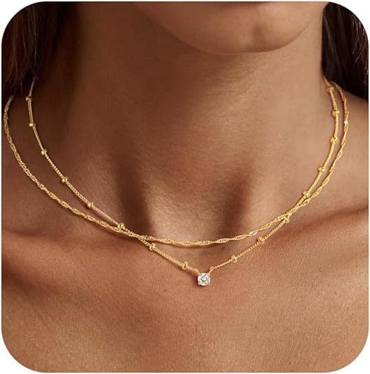 European and american electroplated gold brass small round diamond necklace circle zircon pendant jewelry minimalist versatile necklace