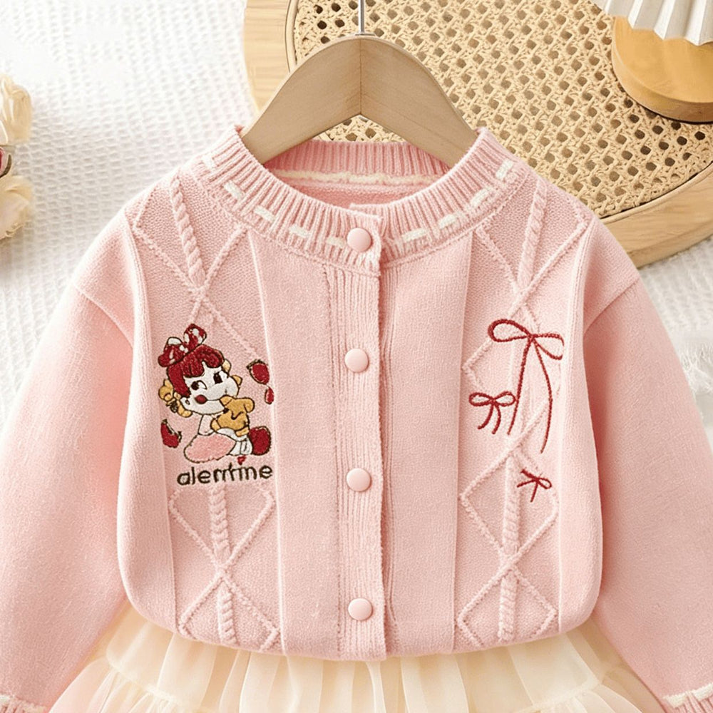 Girls' fall/winter outfit: new knitted cardigan and princess tutu skirt set for little girls - stylish two-piece set with mesh overlay