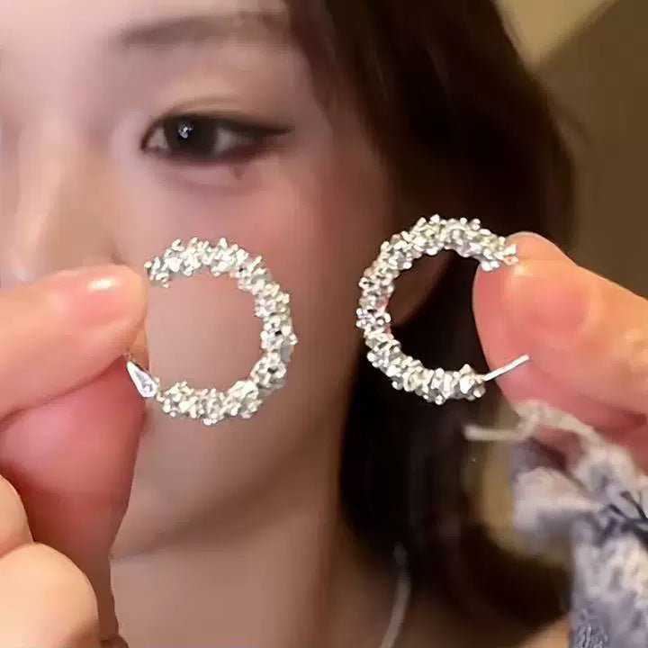 Tiktok viral: ultra-sparkling zircon earrings - women's luxury, unique, high-end hoop earrings. chic, sweet & edgy, influencer-approved, exquisite clip-on earrings