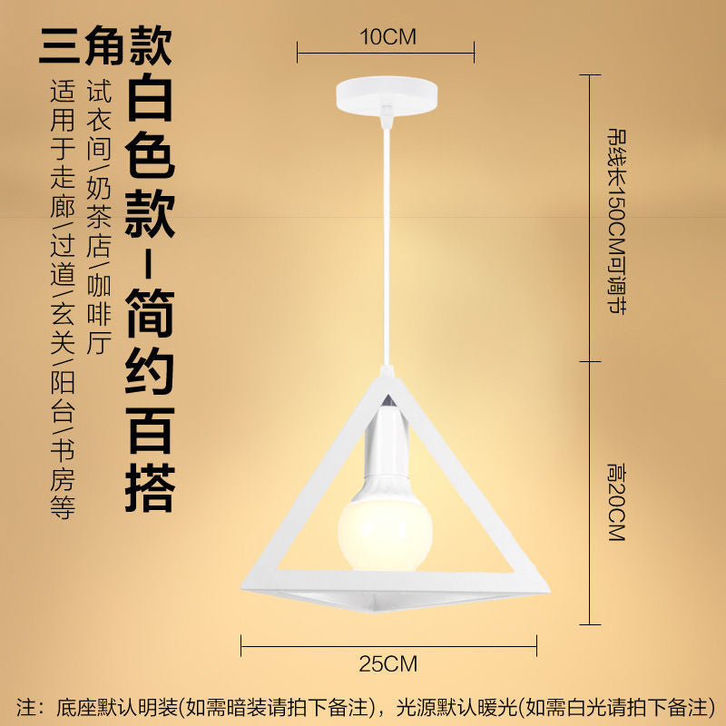 Nordic retro iron restaurant pendant light - three-light industrial style creative artistic small chandelier for hallway and dining room lighting