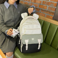 Trendy retro cute color block backpack - japanese style cartoon casual daypack - large capacity student schoolbag