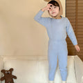 Kidsheattechintimatessuitthickened autumn clothes and long trousers for boys and girlswinternew arrival home clothes pajamas bottom shirt cotton