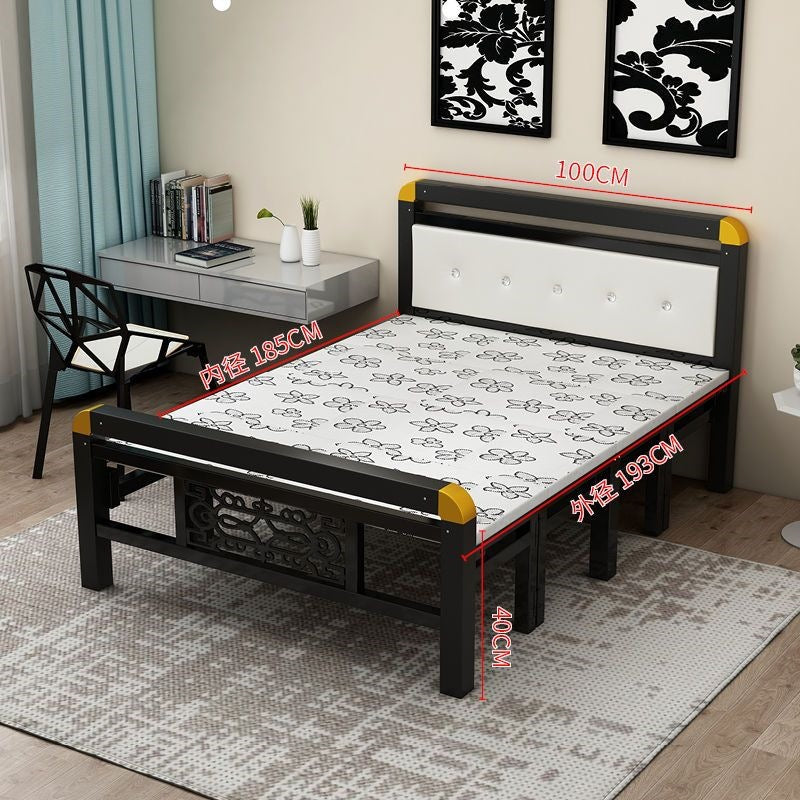 Folding bedfor homedouble iron frame bed with mattress rental house simple bed hard bed office lunch break bed single