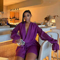 European and american cross-border women's fashion:  summer new arrivals - sexy and chic flared sleeve, cinched waist, asymmetrical mini dress
