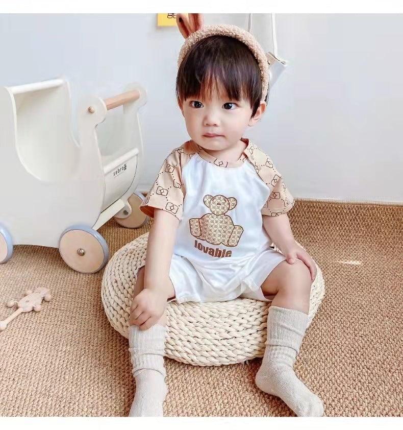 Summer style baby short-sleeve romper - trendy korean design for newborns - lightweight crawling suit