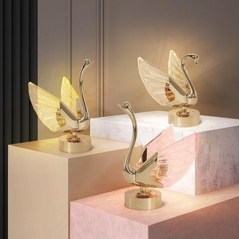 Swan table lamp new arrival table lamp high-end wedding gift popular bedside table charging ins style bedroom bedside lamp