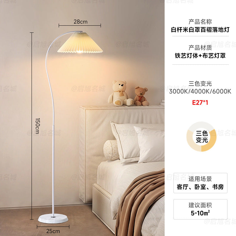 Floor lamp vintage french retro cream living room bedroom bedside vertical table lamp japanese pleated atmosphere lamp