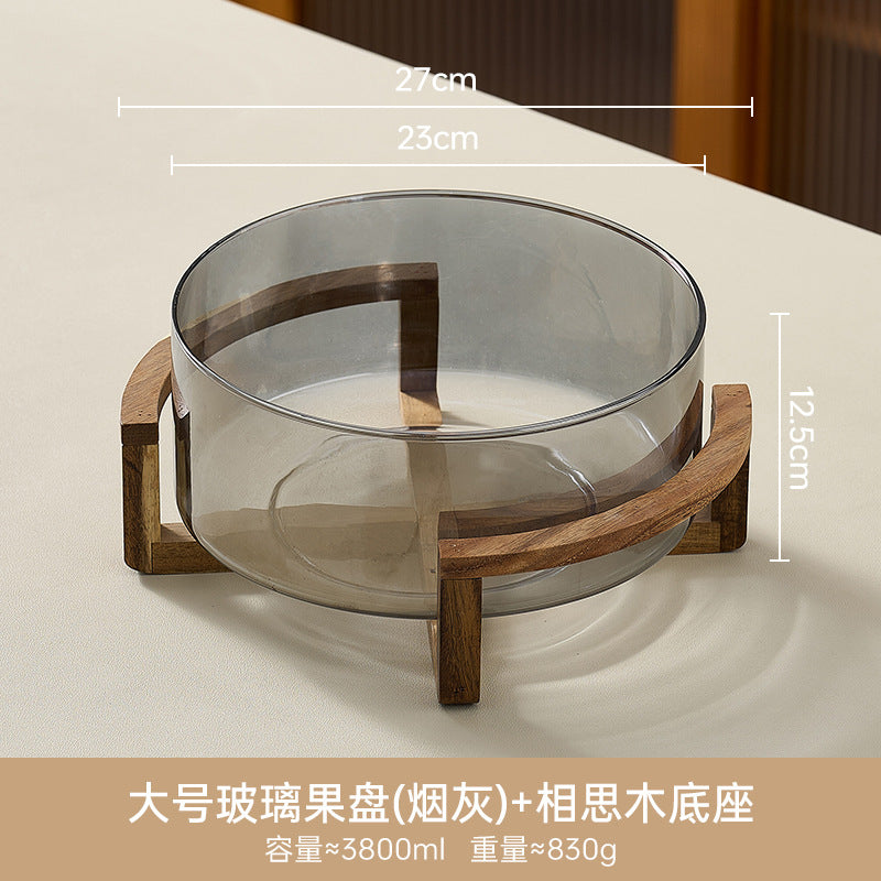 Glass fruit bowl salad bowl with stand - ideal for hotel reception, ktv buffets, home use, welcome snacks, candy storage, and fruit serving