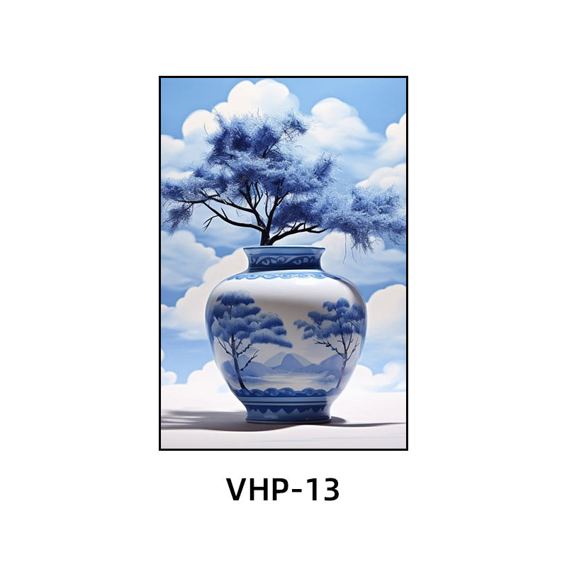 Blue and white porcelain decorative painting vase porcelain ceramic new Chinese style living room hanging painting hotel hotel restaurant box Chinese style