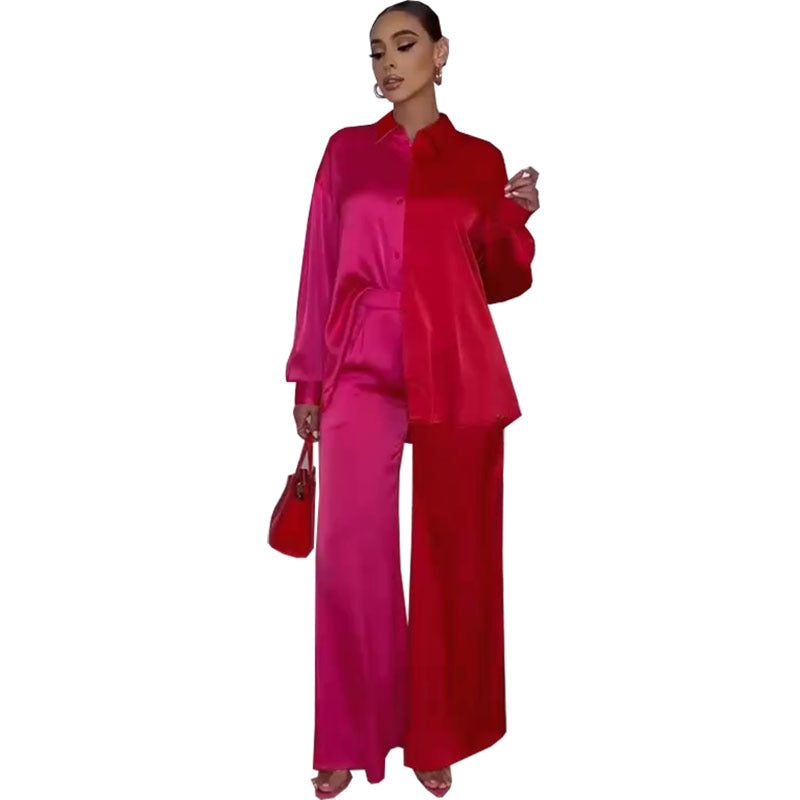 African cross-border sourcing:  new print two-tone top and pants casual set - basic women's clothing clearance