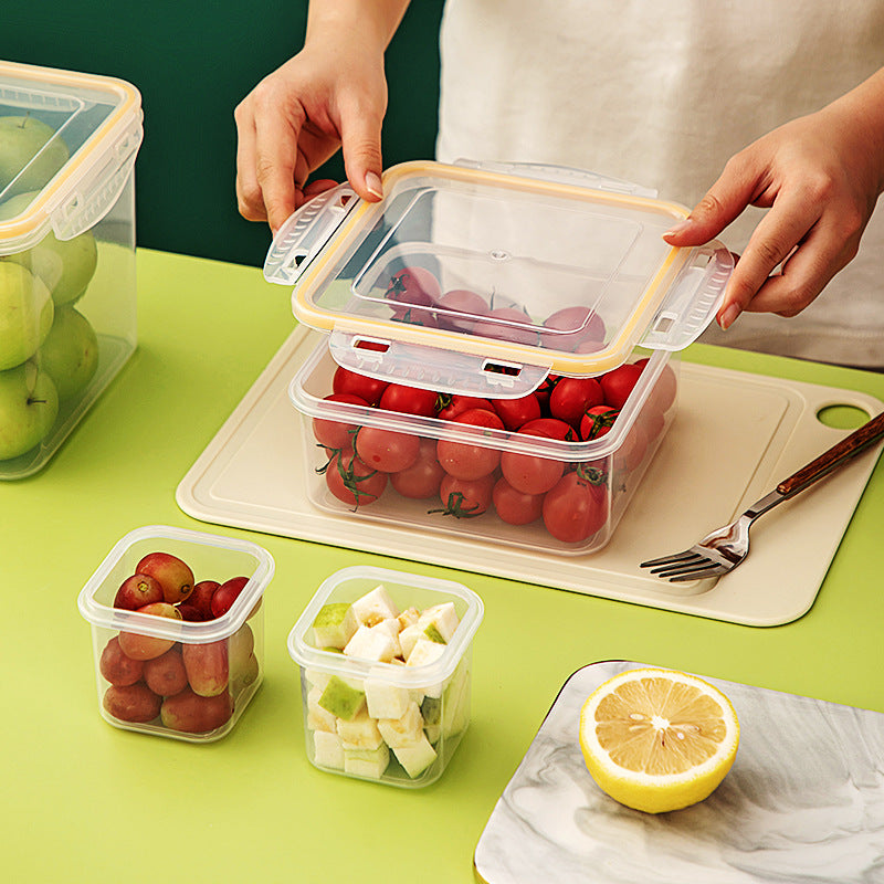 Kitchen finishing dustproof storage box with lid transparent refrigerator storage box food grade plastic food crisper
