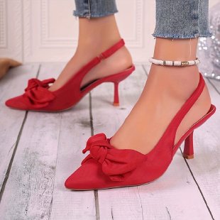 French high-heeled pointed-toe sandals with bow detail - new summer  collection