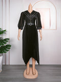 export fashion pleated skirt elegant commute  african women's plus size curvy dress with belt