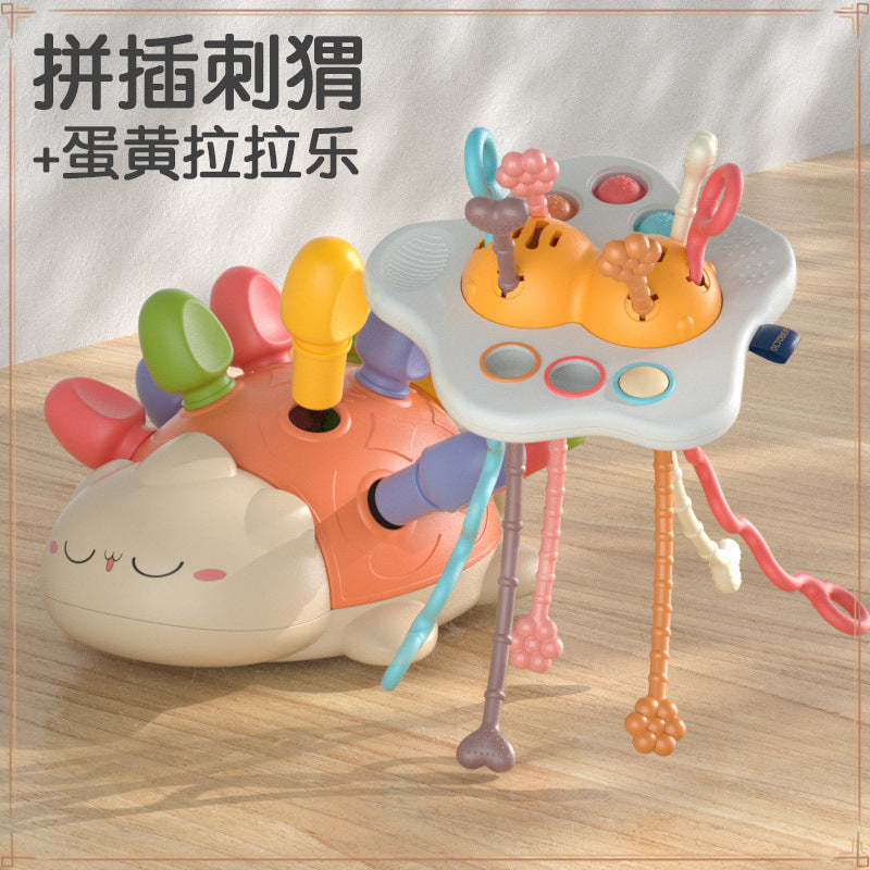 Hedgehog assembly hole pulling nails 6 months 8 baby concentration training early education baby toys 1 3 years old puzzle