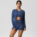 Cloud-soft quick-dry yoga activewear set: high-waisted, slim-fit pocket shorts for outdoor running and fitness