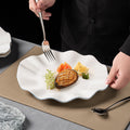 Minimalist & high-end ceramic irregular dessert & pastry plate - unique ruffled edge ceramic steak plate - shallow dinnerware