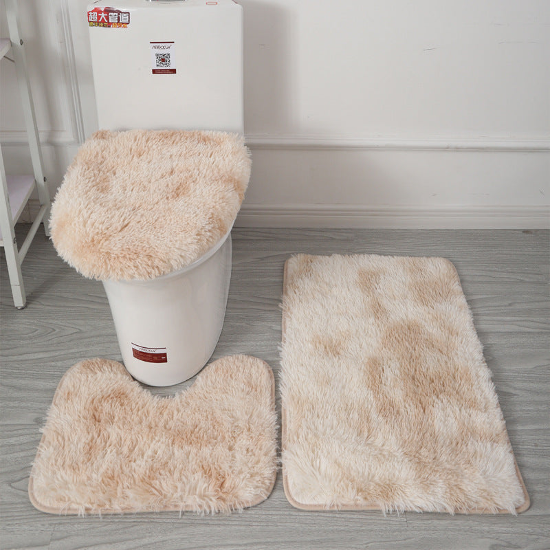 Custom tie-dye plush toilet seat cover set - non-slip floor mats & absorbent bathroom accessories - hot selling on