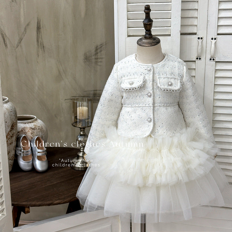 Girls' dress  autumn new style chic sequin party dress baby girl princess dress korean style cake skirt set