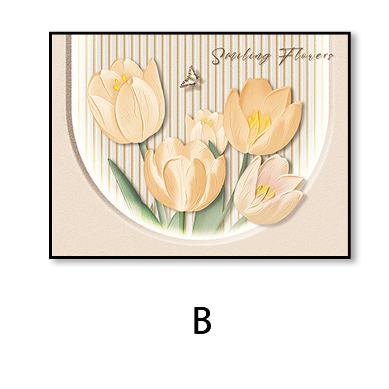 Cream wind meter box decorative painting distribution box flower restaurant cover hanging painting 2024 new non-punching mural