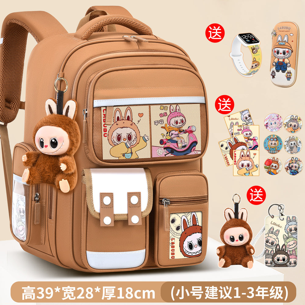 Labubu backpack - new 2026 model for elementary school students (grades 1-6). lightweight, spine-protecting, and load-reducing design for boys and girls