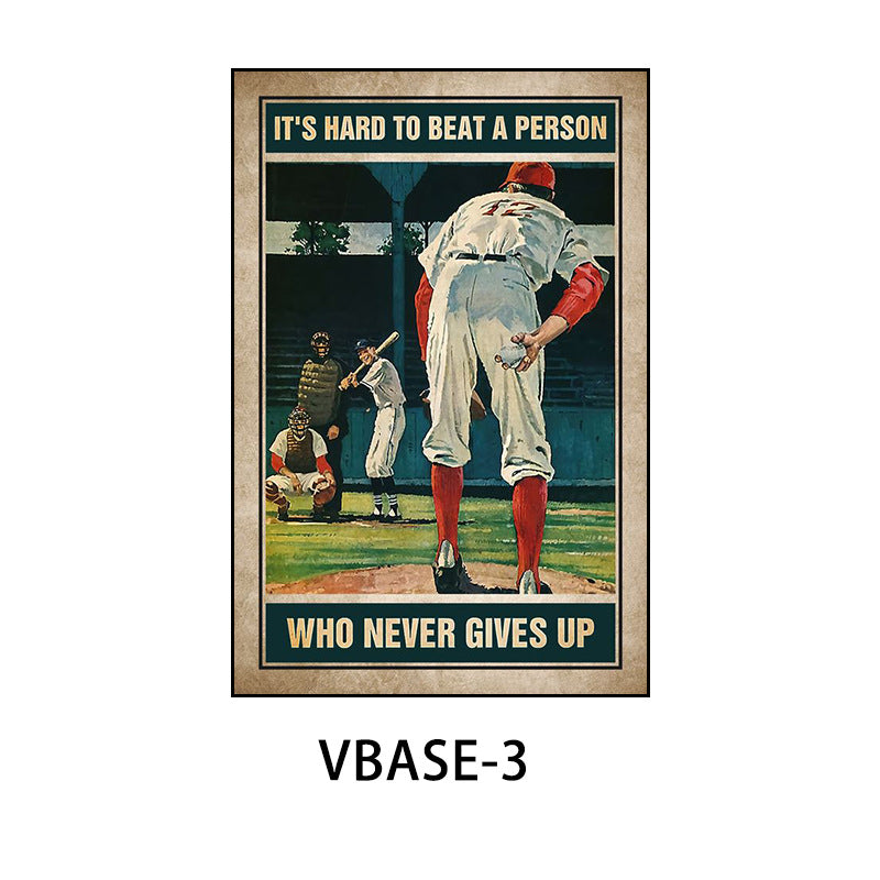 American retro baseball poster decorative painting gym gym hanging painting inspirational sports theme bar mural