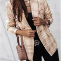 Independent station new arrival fall and winterlong sleeves double-breasted suit collar printing small outwear women's clothing