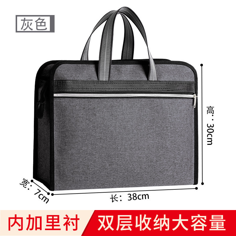 Oxford cloth a4 zipper file folder - men's office document bag, waterproof, large capacity briefcase with custom printing