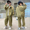 Boys' fall outfit set  new style: stylish and trendy two-piece tracksuit for older kids and teens - perfect for making a statement