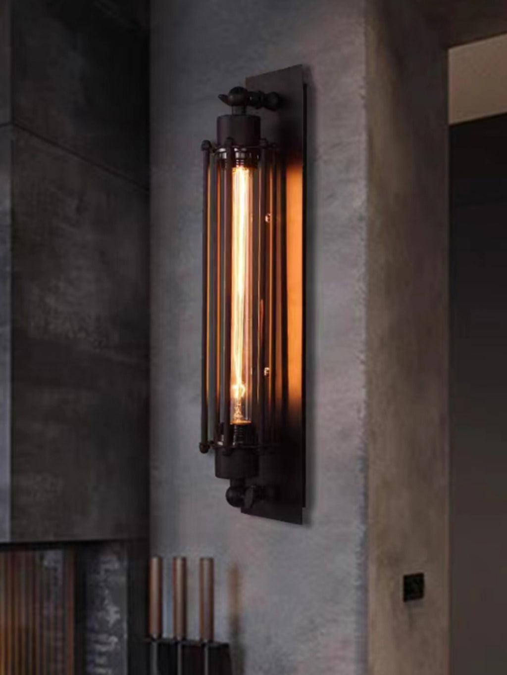 American retro loft lamps industrial style cafe bar barbecue restaurant dining room balcony wrought iron flute wall lamp