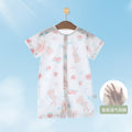 Baby short-sleeve snap-crotch romper, infant home air conditioning suit, breathable mesh crawling jumpsuit for 0-2 year olds