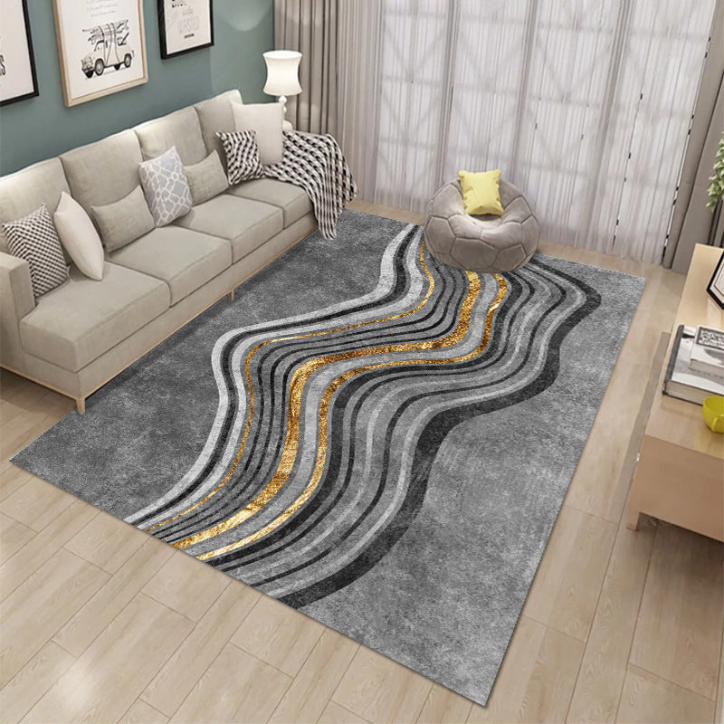 Customized cross-border drop shipping washed carpet indoor gilded abstract square floor mat printed coffee table living room bedroom floor mat