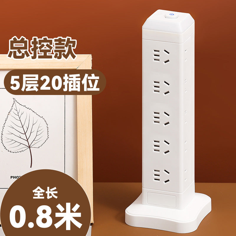Authentic home & office vertical power strip - multi-outlet, pure copper, with usb ports - tower style