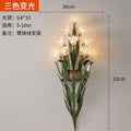 French retro wall sconce, american country style creative floral living room background wall, bedroom bedside wall lighting fixture